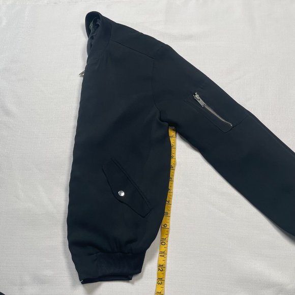 Zara Black Bomber Zip-up Lined Jacket XS - Picture 10 of 10
